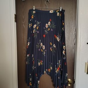 Vince Camuto Asymmetrical Floral Pleated Skirt